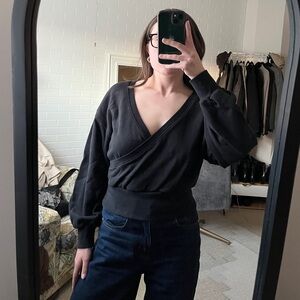 Oak + Fort Black Wrap Sweater